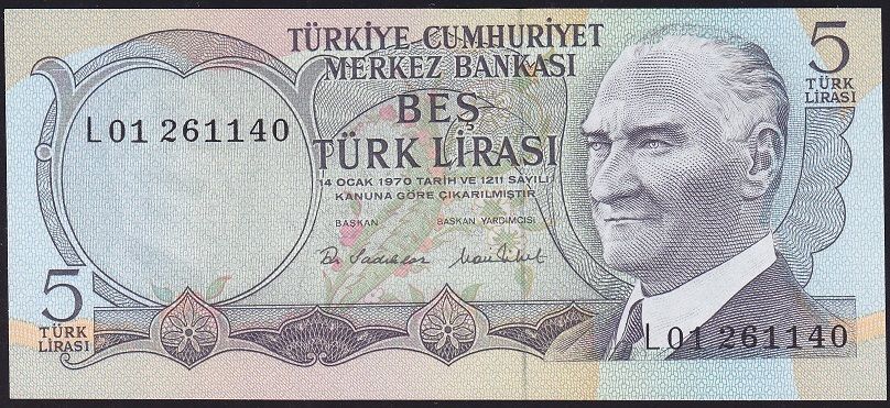 6.Emisyon 2.Tertip 5 Lira L01 261140 Çil