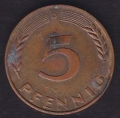 Almanya 5 Pfennig 1966 D