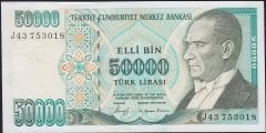 7.Emisyon 1.Tertip 50000 Lira J43 753018 Çilaltı Çil