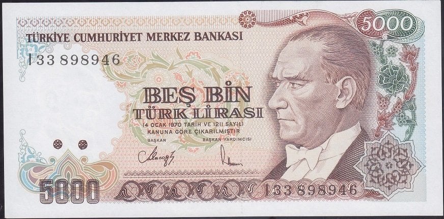 7.Emisyon 4.Tertip 5000 Lira I33 898946 Çil