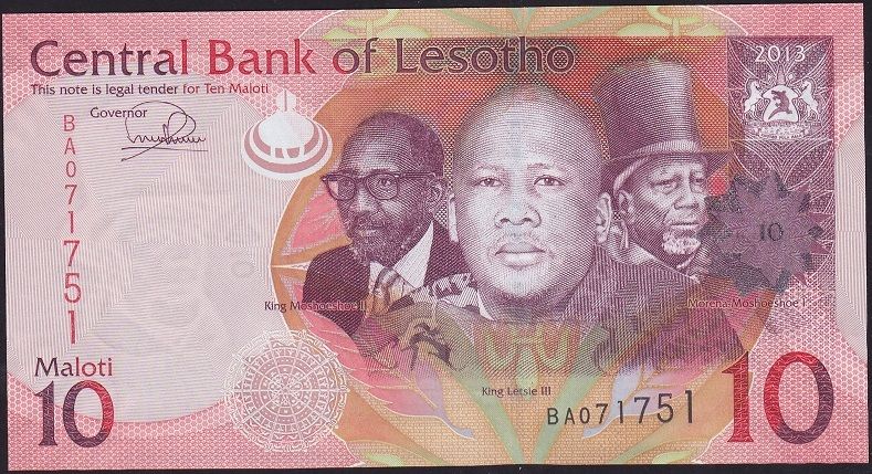 Lesotho 10 Maloti 2013 Çilaltı Çil Pick 21b