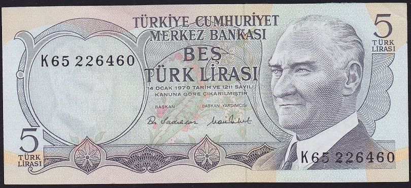 6.Emisyon 2.Tertip 5 Lira K65 226460 Çilaltı Çil