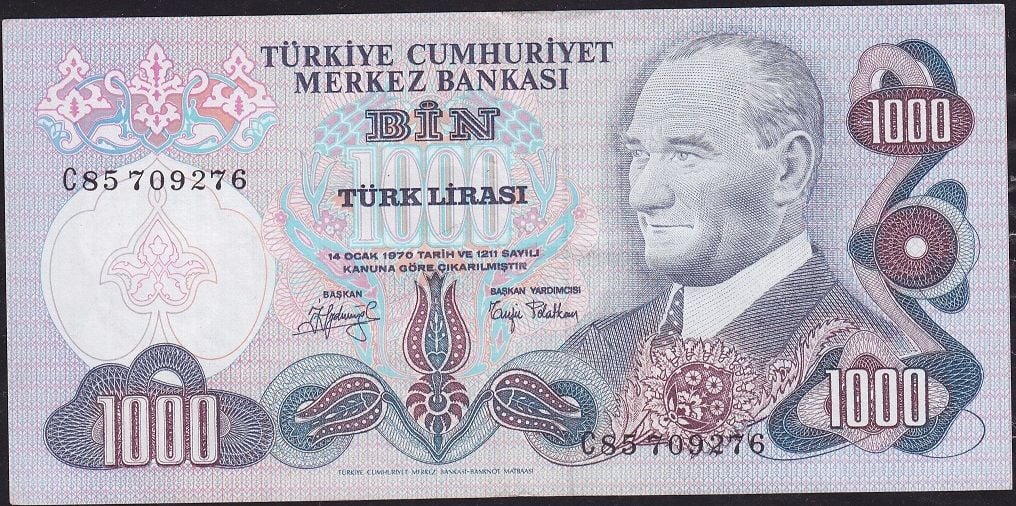 6.Emisyon 2.Tertip 1000 Lira C85 709276 Çok Çok Temiz+