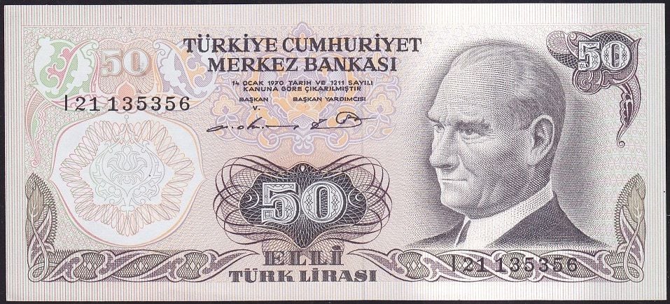 6.Emisyon 1.Tertip 50 Lira I21 135356 Çil