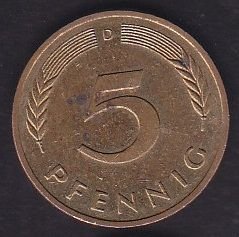 Almanya 5 Pfennig 1993 D