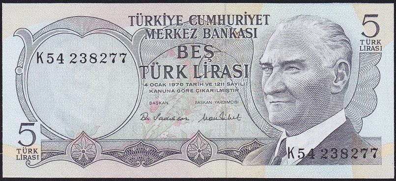 6.Emisyon 2.Tertip 5 Lira K54 238277 Çil