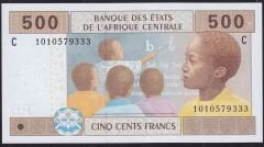 Central African States 500 Frank 2002 Çil ( C ) Pick 606C Çad 333