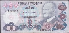 6.Emisyon 1.Tertip 1000 Lira C54 038806 Çok Temiz+