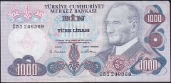 6.Emisyon 1.Tertip 1000 Lira C52 246369 Çok Temiz+