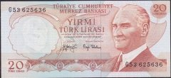 6.Emisyon 3.Tertip 20 Lira G53 625636 Çil