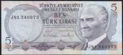 6.Emisyon 2.Tertip 5 Lira J81 340973 Çok Çok Temiz