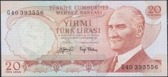 6.Emisyon 3.Tertip 20 Lira G40 393556 Çilaltı Çil