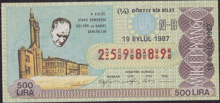 1987 19 Eylül Çeyrek Bilet - N-B Serisi