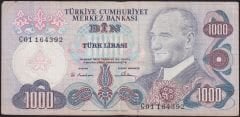 6.Emisyon 1.Tertip 1000 Lira C01 164392 Temiz