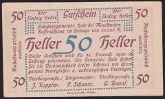 Avusturya 50 Heller Notgeld 1920 Çil