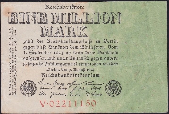 Almanya 1 Milyon Mark 1923 Çok Temiz+