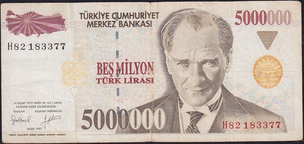 7.Emisyon 5 000 000 Lira H82 183377 Çok Temiz