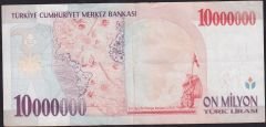 7.Emisyon 10 000 000 Lira D32 423315 Çok Temiz+