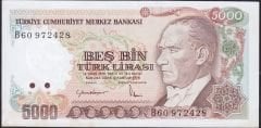 7.Emisyon 2.Tertip 5000 Lira B60 972428 Çok Çok Temiz+