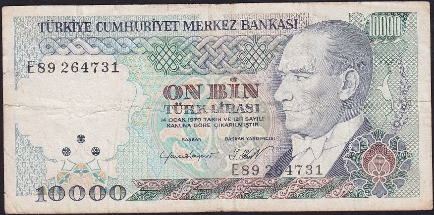 7.Emisyon 2.Tertip 10000 Lira E89 264731 Çok Temiz