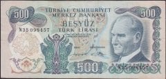 6.Emisyon 2.Tertip 500 Lira N35 098457 Çok Temiz