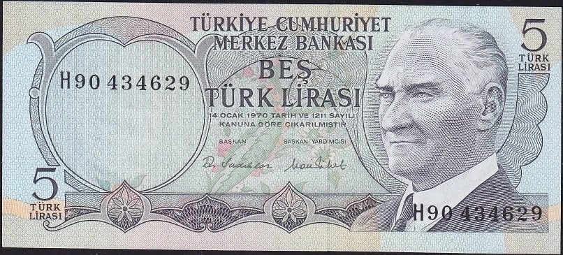 6.Emisyon 2.Tertip 5 Lira H90 434629 Çilaltı Çil