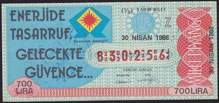 1986 30 Nisan Yarım Bilet - Z Serisi