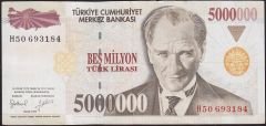 7.Emisyon 5 000 000 Lira H50 693184 Çok Temiz+