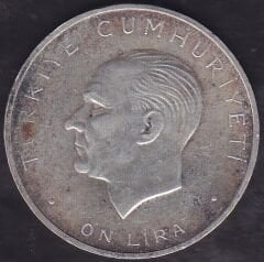 1960 Yılı 10 Lira - Hakimiyet Milletindir İhtilal Gümüş (15 Gram) Çilaltı