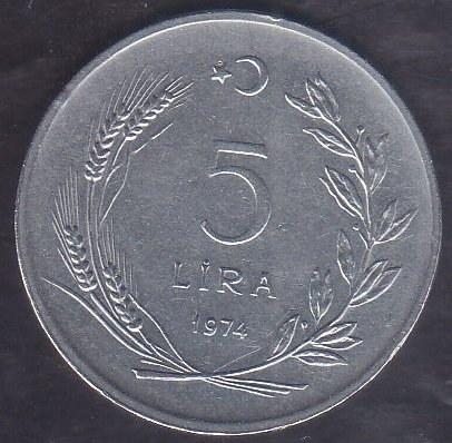 1974 Yılı 5 Lira