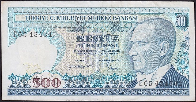 7.Emisyon 2.Tertip 500 Lira E05 434342 Çok Temiz+