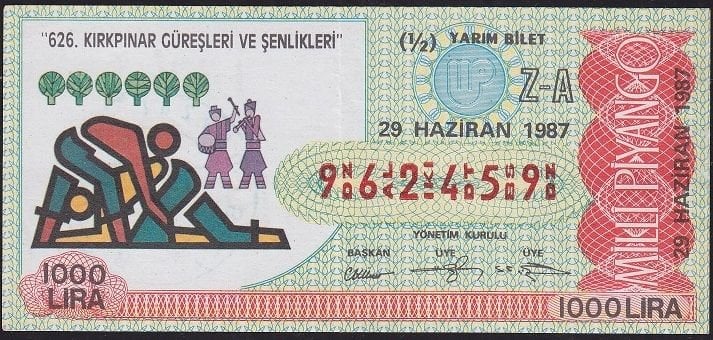 1987 29 Haziran Yarım Bilet - Z-A Serisi