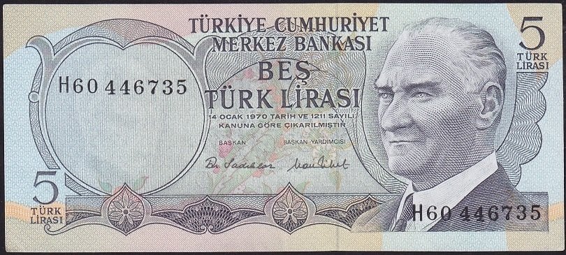 6.Emisyon 2.Tertip 5 Lira H60 446735 Çilaltı