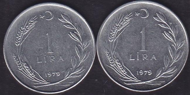 1979 Yılı 1 Lira (Ters Düz Takım)