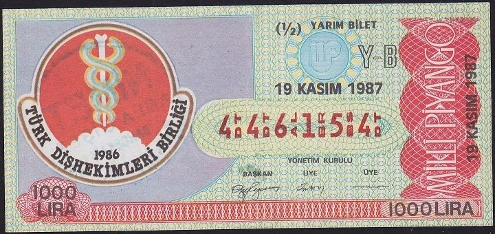 1987 19 Kasım Yarım Bilet - Y-B Serisi