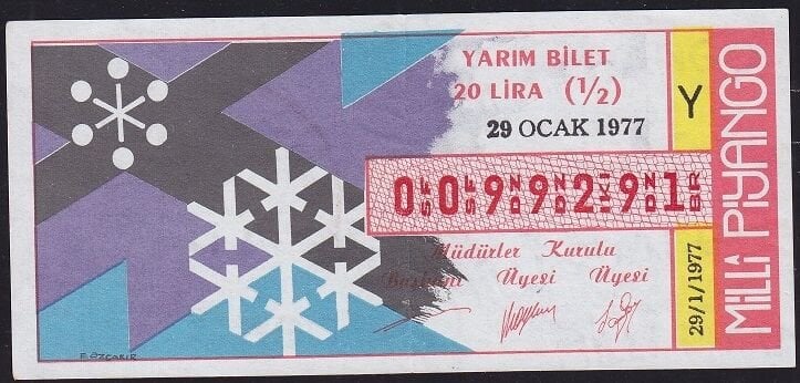 1977 29 Ocak Yarım Bilet - Y Serisi