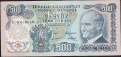 6.Emisyon 1.Tertip 500 Lira D05 060849 Çok Temiz ( Düzlenmiş )