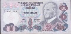 6.Emisyon 2.Tertip 1000 Lira E20 067283 Çilaltı ( tedavül katı yoktur )