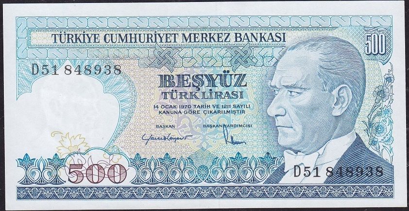 7.Emisyon 2.Tertip 500 Lira D51 848938 Çilaltı Çil