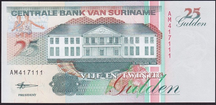 Suriname 25 Gulden 1998 Çil 111