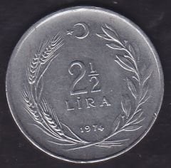 1974 Yılı 2.5 Lira Düz