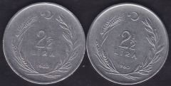 1960 Yılı 2.5 Lira (Ters Düz Takım)