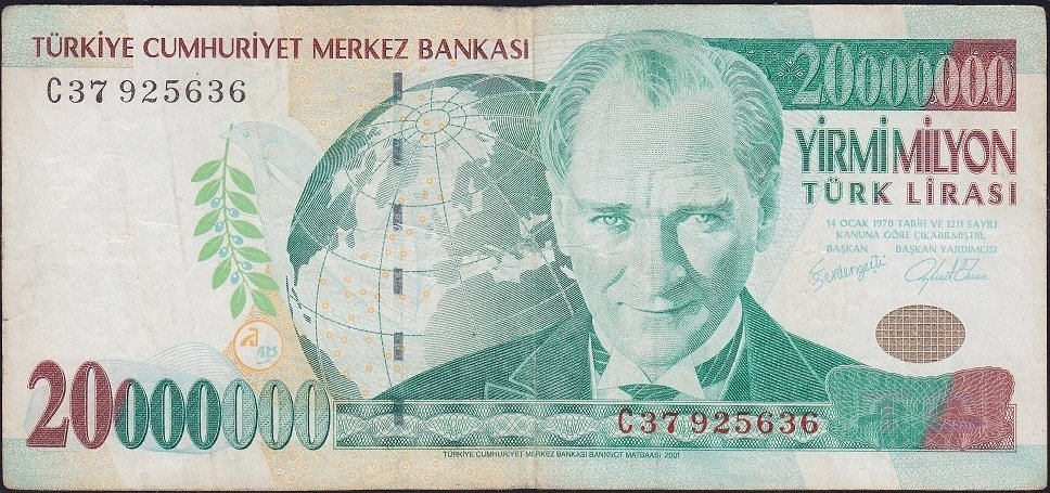 7.Emisyon 20 000 000 Lira C37 925636 Çok Temiz