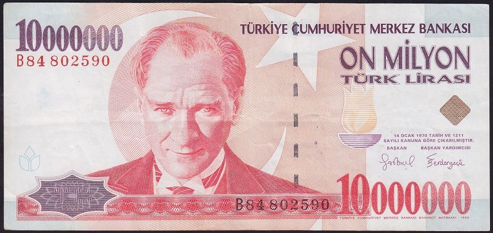 7.Emisyon 10 000 000 Lira B84 802590 Çok Temiz