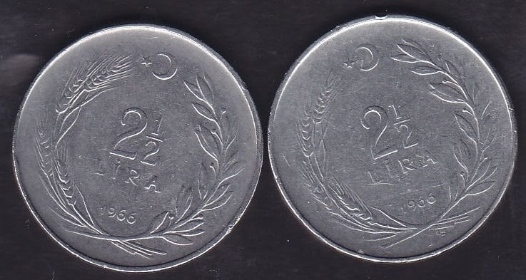 1966 Yılı 2.5 Lira (Ters Düz Takım)