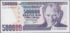 7.Emisyon 4.Tertip 500000 Lira L17 036426 Çok Çok Temiz+