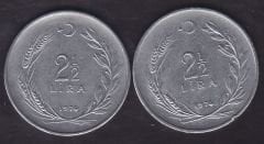 1974 Yılı 2.5 Lira (Ters Düz Takım)