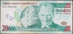 7.Emisyon 20 000 000 Lira B72 454113 Çok Temiz