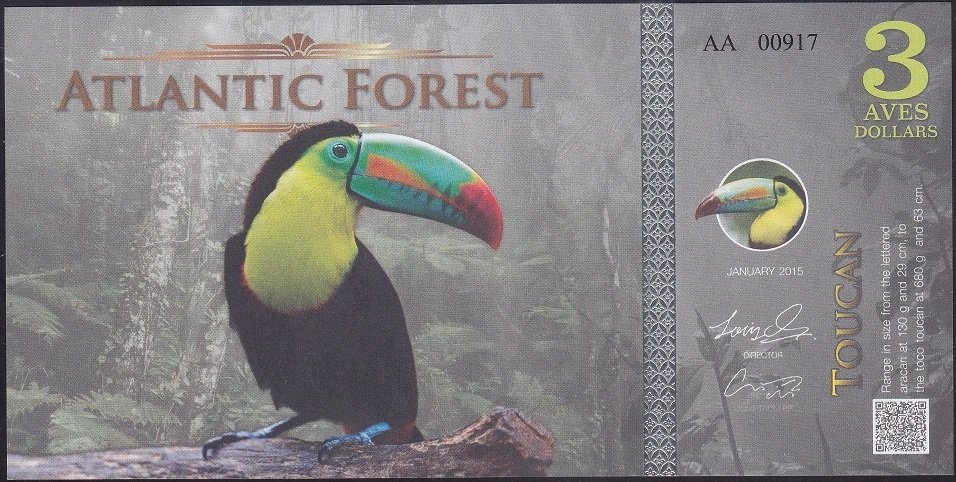 Atlantic Forest 3 Aves Dolar 2015 Çil Fantazi Para
