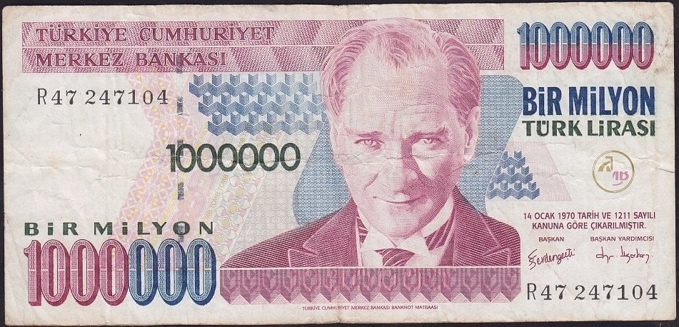 7.Emisyon 3.Tertip 1 000 000 Lira R47 247104 Çok Temiz